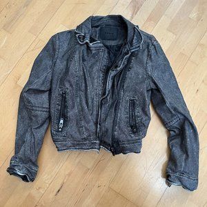 Gray Snake Print Faux Leather Jacket | Size Small